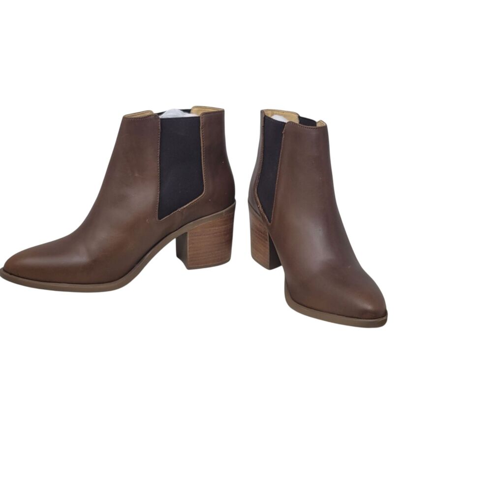 NISOLO Heeled Chelsea Commuter Boot Brown Leather Ankle Size 9.5 New in Box